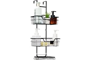 CROWNSHOP Hanging Shower Caddy 3 Tier Showers Caddy Hanging 62X25CM Over Door Showers Caddys Storage Rack Shower Shelf No Drilling for Shampoo and Razor Soap Conditioner