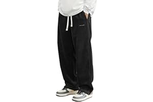 PADOLA Pantalon Velours Côtelé Homme Baggy Taille Elastique Pantalons Cargo avec Poches Décontracté Tricoté Pantalon de Travail Jambes Larges Ample Y2K Pantalons Jogging Sport
