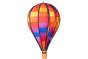 CIM Girandola – Satorn Balloon Patchwork 28 - Mongolfiera - Resistente alle intemperie - Palloncino: Ø28cm x 48cm - Inclusa Sospensione con Cuscinetto a Sfera