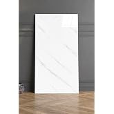 UKAB DEKOR Kendinden Yapışkanlı Mermer Seramik Desenli K&ouml;p&uuml;k PVC Duvar Paneli (30x60 cm 0,18 m&sup2;) Banyo Mutfak Beyaz 30 x 61