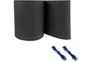 Onerbuy Housse Universelle en Cuir pour Volant de Voiture Cousue à Faire soi-même, Respirante et antidérapante, 38,1 cm (Noir avec Bleu)