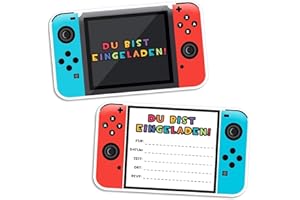 ‎VELENTI Videospiele Einladungskarten Umschläge für Mädchen & Jungen & Grußkarten, Gamerparty-Dekoration für Jungen & Mädchen Gamerparty-Dekoration - Einladung für Gaming Party Kindergeburtstag 30 Stück