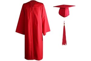 GERETON Adult Matte Graduation Tassel Set 2022, Unisex Tassel Graduation Uniform Set For High School And Bachelor, Graduation Gowns For Adults, Black Red Blue