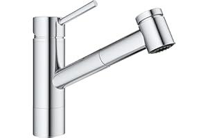 APPASO Kran kuchenny, polerowany chrom, wysokociśnieniowa armatura kuchenna z wyciąganą słuchawką, 2 tryby wody, armatura zlewozmywakowa do kuchni, bateria mieszająca do zimnej i ciepłej wody, bez