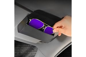 TSLBW Car Glasses Case Glasses Holders Car Sun Visor Leather Sunglasses Case Holder Clip Sunglasses Holder for Car Sun Visor with Cleaning Cloths for Most Car Models Interior Accessories (Black)
