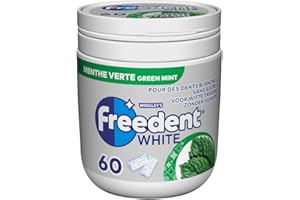 FREEDENT WHITE - Chewing-gum Menthe Verte sans sucres - Boîte de 60 dragées - 84g