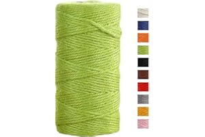 JeogYong Jute Twine String 2mm x 100m Natural Coloured Jute String 3-ply Garden Twine Kitchen Cord Thick Jute Rope for Decoration Floristry, DIY Arts & Crafts, Bundling, Wrapping Gifts (Fruit green)