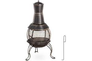 Uniprodo Steel Chiminea Chimney Fire Pit Garden Chiminea Patio Heating 90cm 360° View UNI_G_CHIMNEY_06 (Height 90cm, Fuels: Wood, Coal, Charcoal)