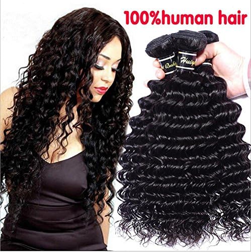 Meydlee Hair Bundles Grade 5A Unprocessed Brazilian Remy Virgin Deep Wave 3 Bundles/Pack Natural Black 300Gram Totally , 10 12 14