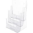Kurtzy Clear Plastic A4 Brochure Holder - 3-Tier Counter/Desktop & Wall Mounted Portrait Display Stand - Literature, Booklet, Leaflet, Menu, Flyer, Magazine & Pamphlet Holders