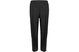 MyShoeStore Ladies Half Elasticated Trouser Womens Stretch Waist Casual Office Work Formal Trousers Pants with Pockets Plus Big Size