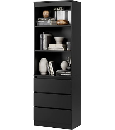 Hzuaneri Boekenkast en Boekenplank met 6 Lagen, Vrijstaande Display Organizer met 8 Verdeelde Secties, voor Thuiskantoor, Woonkamer en Slaapkamer, 24 x 80 x 170 cm, Wit, BC11803X