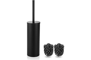 FIISAYL Escobillas de Baño Escobilla WC Escobillero Baño Toilet Brush Piacaba Casa de Banho con Mango y Base de Acero Inoxidable, Negro