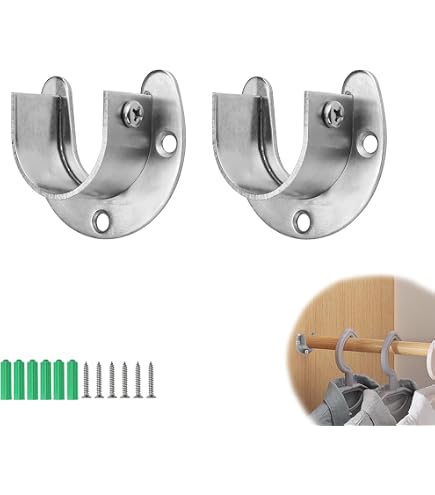 Supporto Per Armadio E Tende - 2 Staffe In Acciaio Per Soffitto, Diametro 32 Mm