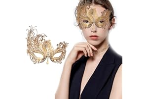 Lady of Luck Veneciana Mujer Mascarada Carnaval, Máscara de Metal Negra Veneciana Máscara de Fiesta de Baile