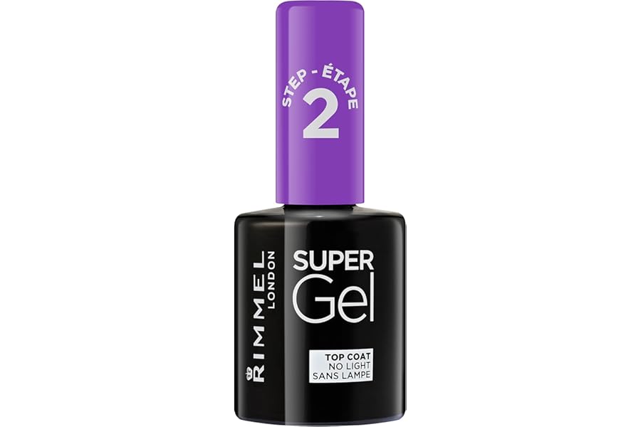 Rimmel Super Gel, Top Coat, Long-Lasting Nail Polish, Glazed Finish, Easy Application, Gel-like Manicure, Chip Resistant, Clean Formula, 12ml