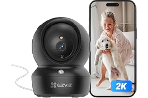 EZVIZ C6N Pro 2K Camara Vigilancia WiFi Interior con Seguimiento Automático, Negra Cámara IP Domicilio WiFi 360° para Bebe,Visión Nocturna Color, Detección Humana, Llamada Bidireccional, Soporta 512GB