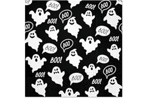 PAW DECOR COLLECTION PAW 3-Ply Halloween Theme Decoupage Serviettes Tissue Paper Napkins Serviettes 33cm x 33cm - Pack of 20 (Black Boo)