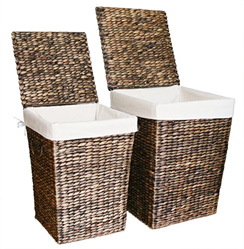 KMH®, 2er Set Wäschekörbe aus Wasserhyazinthe - Farbe: braun (#204076)