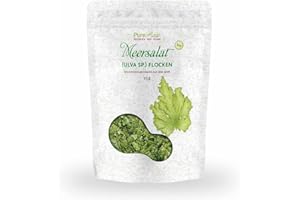 ‎PURERAW Meersalat Ulva Bio Algen-Flocken Getrocknet Atlantik (Roh Vegan) Meerlattich Milde Grünalgen als Gewürz, Salzersatz, Seetang-Snack - Organic Raw Atlantic Dried Seaweed Sea Lettuce Flakes | PureRaw 25g