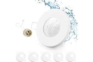 GeyouLux 6x Spot LED Encastrable IP65 Cadre Avec Douille GU10, Spots de plafond en Fer Blanc, Rond plat Spots Salle de bain spot cadre d'encastrement 68mm pour extérieur- intérie