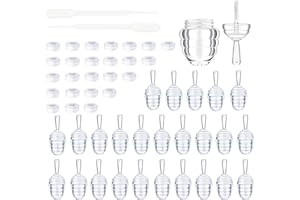 COSIDEA Leere Kunststoffröhrchen in Wabenform für Lipgloss, 25 Stück, nachfüllbare Mini-Flaschen mit 2 Kunststofftrichtern für Frauen und Mädchen, Klar, transparent, Modern oder zeitgenössisch