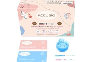 Kit Combo ACCUBIO 50 bandes d’ovulation et 20 bandes de Test de grossesse, Test de fertilité plus de 99% précis, Kit de prédicteur LH et HCG 5mm, avec 70 gobelets d’urine gratuits