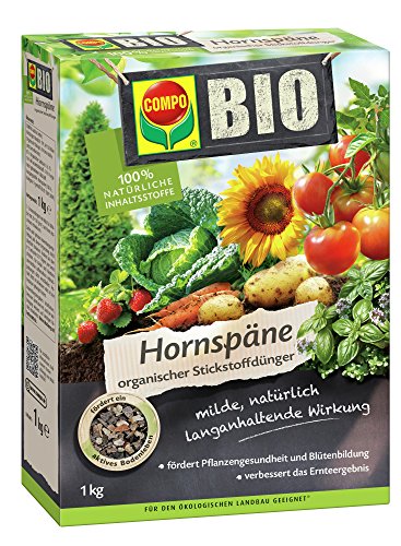 Compo Gartendünger BIO Hornspäne 1 kg, grün, 6.4 x 18.39 x 26 cm, 20823