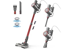 ‎YISORA Staubsauger, 6-in-1 Stielstaubsauger & Handstaubsauger mit 6M Kabel, 23Kpa stark Saugkraft, 600W Motor, freistehender Staubsauger Beutellos Vacuum Cleaner für Harte Böden Teppich, klein leicht leiser