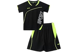 Jowowha Enfant Garçon Survêtement de Sport 2 Pièces Jogging Running T-Shirt Décontraction Casual et Short de Sport Fitness Course Gym Bas de Sport Haut Football 7-14 Ans