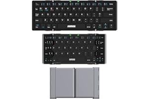 Arteck Folding Bluetooth Keyboard, Portable Folding Bluetooth Keyboard Ultra-Slim Mini Wireless Keyboard for iOS Android Windows PC Tablet Smartphone Built in Rechargeable Li-polymer Battery