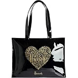 harrods Signature Logo Tote Bag - Shoulder bag - Borsa da spalla nera in  PVC con logo oro - chiusura cerniera e tasca interna con cerniera -  taschino porta cellulare : Amazon.it: Scarpe e borse