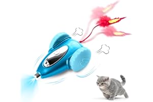 Migipaws elektrisches Katzenspielzeug, Intelligentes Spielzeugmäuse, Interaktives Spielzeug für Katzen, automatisch bewegliches Kätzchenspielzeug mit LED, Wiederaufladbar (blau)