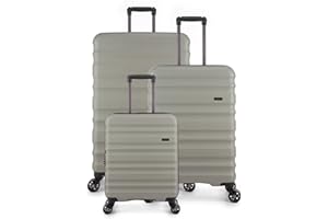 ANTLER - Set of 3 Suitcases - Clifton Luggage - Green, Cabin,Medium,Large - Strength Lightweight Suitcase for Travel - Luggage with 4 Wheels, Expandable Zip, Twist Grip Handle - TSA Approved Locks