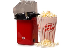 M4Y Popcorn Maker Machine, Electric Fat Free Healthy Air Popper, Popcorn Machine with 8 American Cinema Style Boxes, 1200W