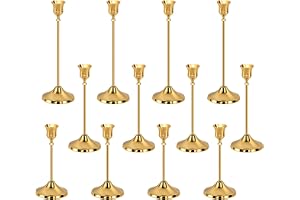 Ljusstake guld, 12 stycken ljusstakar kronljus ljushållare gyllene, vintage ljuskandelaber bröllop ljusstativ för bord bröllo