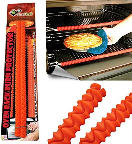 AmaziPro8® The Original Heat Resistant Silicone Oven Rack Guard, Keychain Cup, 8 Downloadable Recipe Books, Guards For Burn Protection