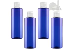 PQPAUTY 4 Pezzi 200ml flaconi vuoti da Blu in plastica da viaggio bottiglia di lozione con Tappo Flip Top Blanc, ricaricabili, per lozione e shampoo Cosmetica Bottiglie Flaconi