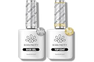 BORN PRETTY Base Gel & Top Coat Set, 2pcs 15ml No Wipe Shine Finish Soak Off LED Nail Lamp Gel for Long Lasting Salon Quality Manicure Gifts