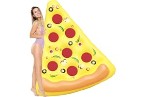 WLZP Géante Pizza pour Bouee Piscine, Tapis de Mer à Impression Réaliste pour Adultes, Livré avec Porte-Gobelet et Kit de Patch d'urgence, Bouée Piscine pour Les Vacances à la Plage(1 Paquet)