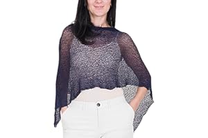 Ikat Mimosa Mujer Poncho Pequeño de Encaje Elástico Alas de Murciélago Cabo de Punto de Ganchillo Color Liso