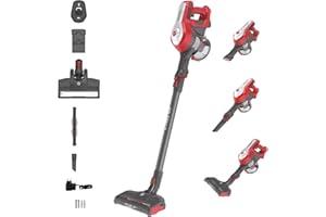 Hoover H-FREE100 HF122RH Aspirateur Balai sans Fil Multifonction, Puissant 22V,Grande Autonomie 40min, Maxi Capacité 0,9L,Position Parking,Filtre Lavable, Accessoires Embarqués Brosse Meuble + Suceur