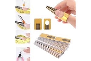 SIKEYDELS 220 Pezzi Rotolo Cartine Oro Nail Art Per Ricostruzione Allungamento Sagome per Unghie,Extension model for professional UV gel nail, Estensione model Cartine Forma delle unghie