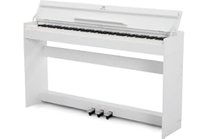 MUSTAR 88 Tasten Digital Piano, Halbgewichtete Tasten Klavier mit USB/MIDI und Bluetooth, Halb-offene Abdeckung, E-Piano mit 3-Pedal-Einheit, Stereolautsprechern, 800 Töne und 64 Polyphony, Weiß