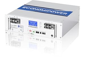 48V 100AH Lithium LiFePO4 Batterie mit Bildschirm, EconomiPower 5KWh Leistung Stackable LiFePO4 Batterie, 100A BMS, 8000 Life Cycle 10-Year Lifetime, Idee für Home Energy System, Solar Off Grid