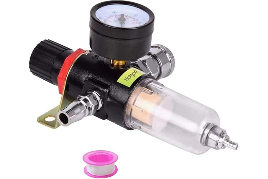Hotgod 1/4" BSP Air Filter Regulator Compressor Moisture Trap Oil Water Lubricator for Compressor and Air Tools