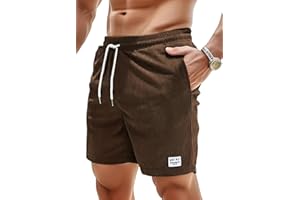 VORVOWRY Shorts et Bermudas Homme Coton Casual Velours Côtelé D'été Pantalon Jogging Chino Sport Cargo Running Plage Court Short avec Poches