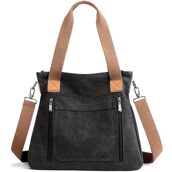 ArcEnCiel Women's Canvas Shoulder Handbag - Large Capacity Multi-Pocket Tote With Zipper, Bean Red Color