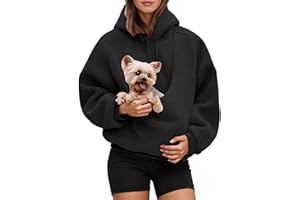 Genérico Sudadera Mujer con Bolsillo Mascota Extra Grande para Llevar a Perros pequeños y Gatos Sudadera para Llevar Gatos - Sudaderas Unisex con Capucha con Orejas - Portador y Perros