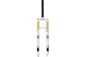 LvTu Bicycle Air MTB Front Fork 26/27.5/29 Inch, 140mm Travel Lightweight Alloy 1-1/8" Mountain Bike Suspension Forks 9mm QR White